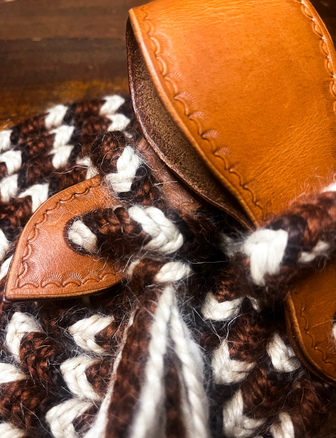 Slobber straps en cuir chestnut large